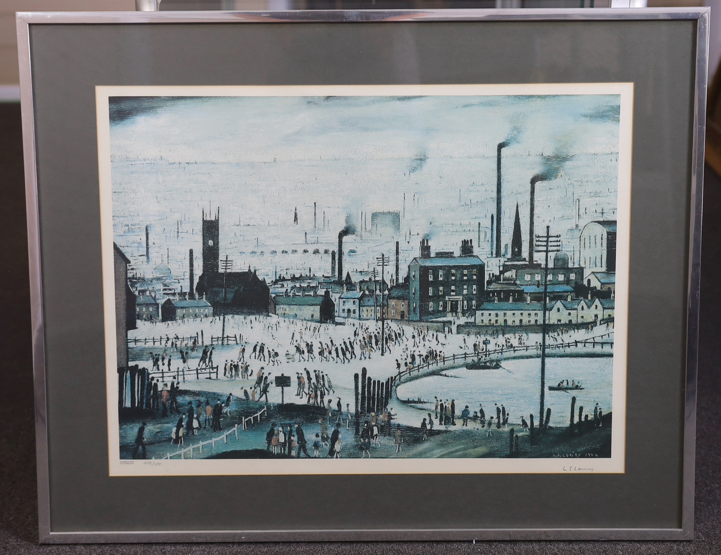 Laurence Stephen Lowry, RBA, RA (British, 1887-1976), ‘An Industrial Town’, offset lithograph, 43.5 x 59cm, visible sheet 47 x 62cm